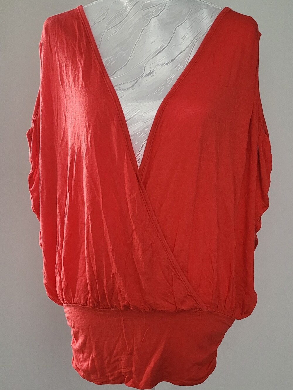 bebe Red V-Neck Surplice Sleeveless Top Size M